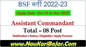 Read more about the article BSF Recruitment 2022 Online Form – Asst. Commandant, Eligibility, Salary and Notification