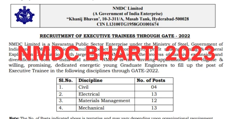 NMDC RECRUITMENT 2023