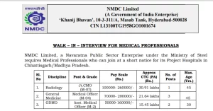 Read more about the article NMDC Recruitent 2023 I NMDC Medical Professional Post I एनएमडीसी में आयी नयी भर्ती, वाल्‍क इन इंटरव्‍यू से होगा भर्ती