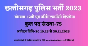 Read more about the article CG Police Paramedical Staff Bharti 2023 : छ.ग. पुलिस विभाग में पैरामेडिकल स्‍टाफ के 50 पदों में भर्ती