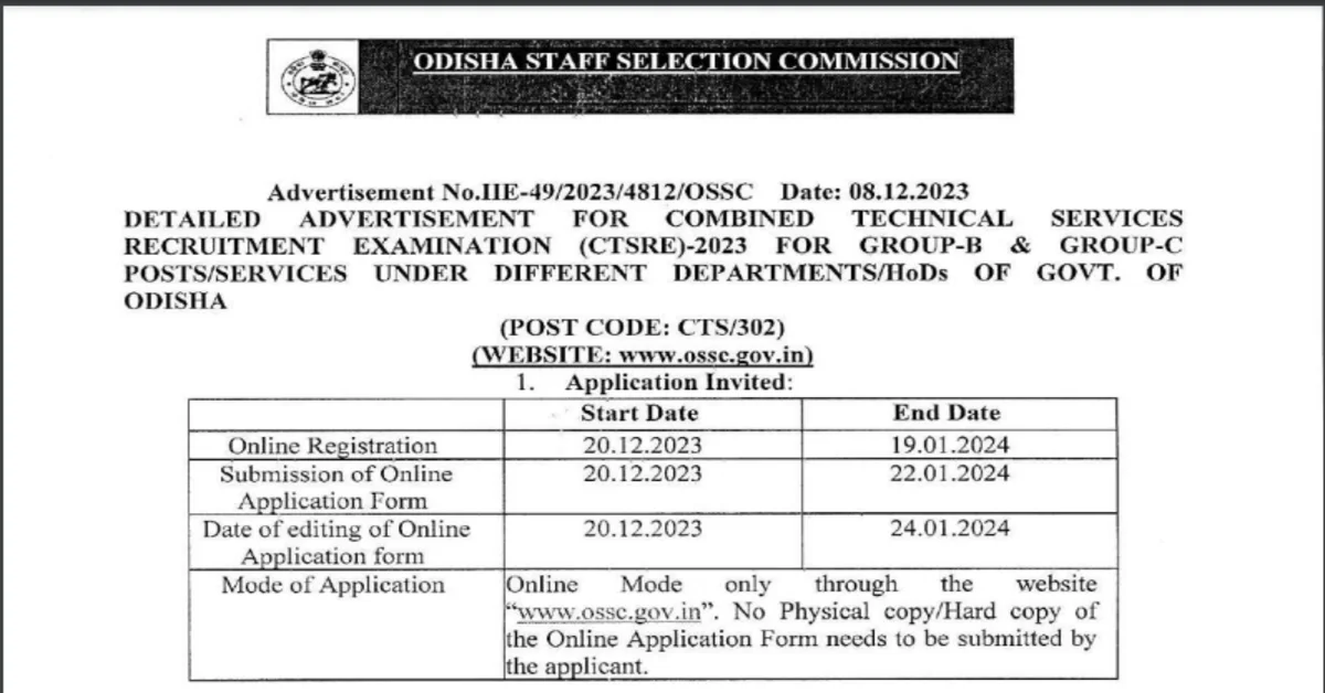 OSSC Combined Technical Service Exam 2023